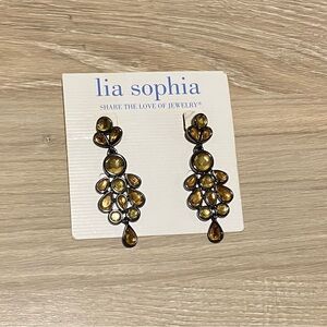 Lia Sophia Amber-Toned Teardrop Earrings